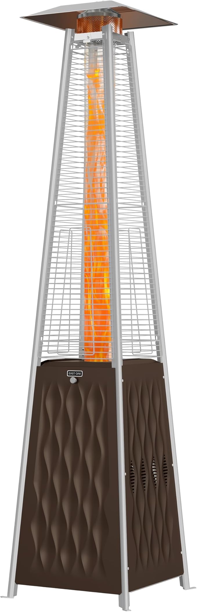 EAST OAK Pyramid Patio Heater, 48,000 BTU Outdoor Patio Heater, Quartz Glass Tube Propane Heater, Triple Protection System, With Wheels, Outdoor Heater for Commercial & Residential, Brown