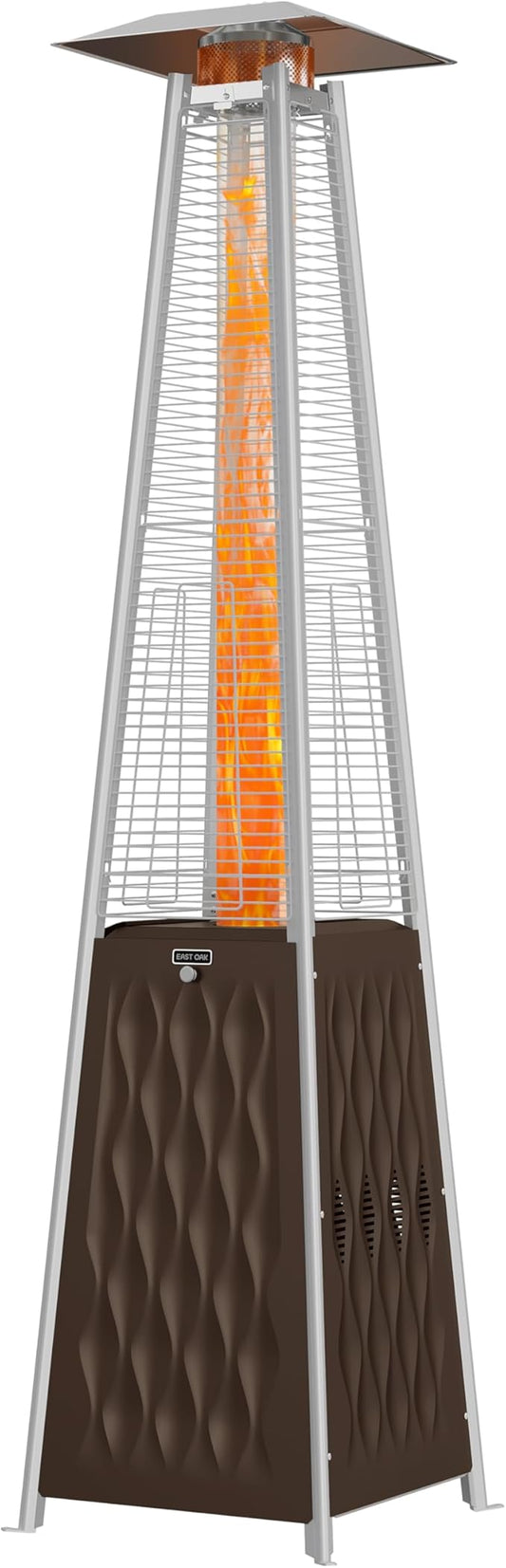 EAST OAK Pyramid Patio Heater, 48,000 BTU Outdoor Patio Heater, Quartz Glass Tube Propane Heater, Triple Protection System, With Wheels, Outdoor Heater for Commercial & Residential, Brown
