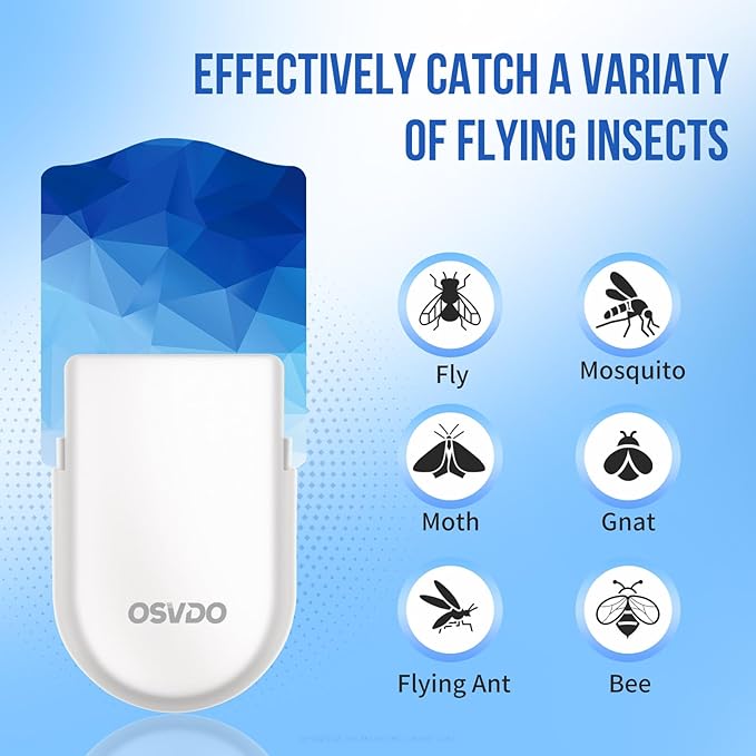 Flying Insect Trap Refills - 6 Pack Indoor Fly Trap Glue Cards NO Device - Indoor Plug-in Fly Trap Refills Universal (6 Blue Refills)