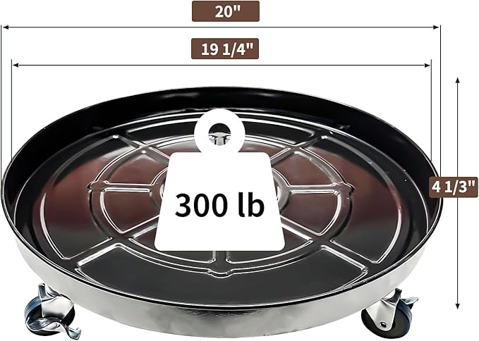 Heavy Duty Plant Caddy with Solid Rubber Wheels, Lockable, Increased Load Capacity, One-Minute Installation, Suitable for Indoor, Outdoor, Patio, Garden Settings, 20 Inches 2PACK, Black