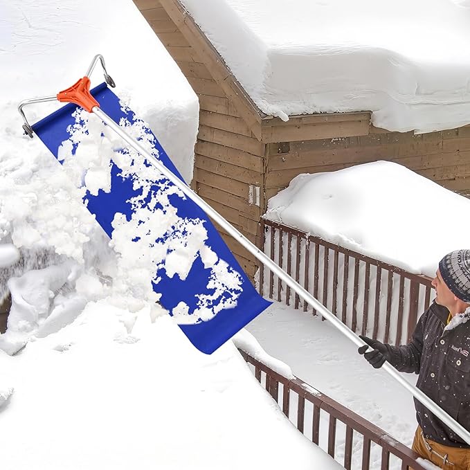 VEVOR Snow Roof Rake, 17 in Aluminum Blade, 4.1-17.2 ft Adjustable Roof Snow Scraper with Wheels & Slide, Lightweight Snows Removal Tool for House Rooftop Leaves Debris Clearing