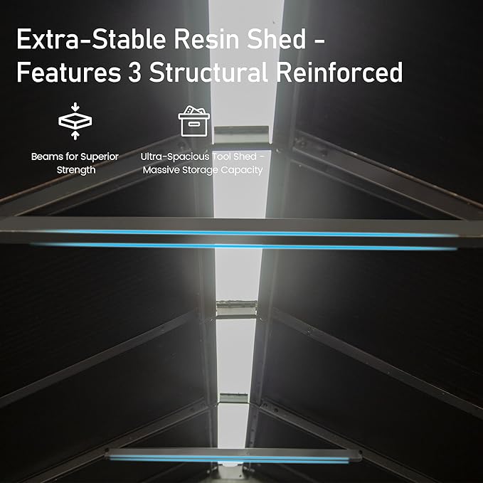 Domi 6x6 FT Outdoor Resin Storage Shed, All-Weather Double-Wall Storage Building for Backyard, Garden, Lawn Tools, Mower, Bike & Pool Equipment, Lockable Doors, Ventilated Roof, Grey