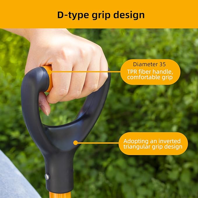 Spade Garden Shovel, Steel Flat Spade with Ergonomic D-Handle, Sharp Blade Square Shovel for Lawn Edging, Digging, Heavy Duty Yard Tool, Easy Cuts in Grass and Turf