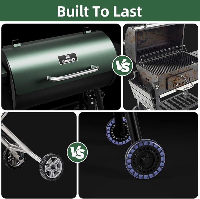 Wood Pellet Smoker BBQ Grill with Latest PID Technology LCD Controller 8 In 1 Pellet Grill with Auto Temperature Control and Meat Probe, 565 SQ.IN Cook Area for Home Party