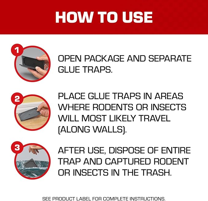Tomcat Mouse Trap with Immediate Grip Glue for Mice, Cockroaches, Spiders, and Scorpions, Ready-To-Use, 4 Traps