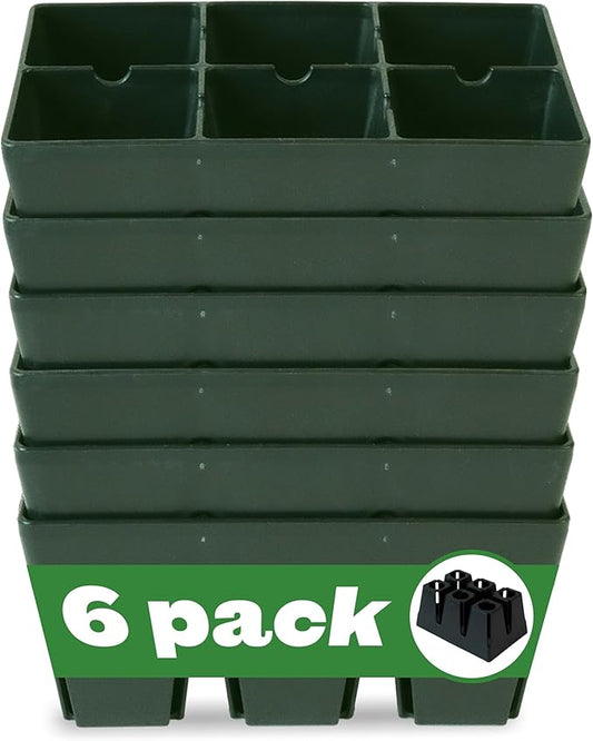 Epic Gardening Reusable Seed Starter Tray - 6 Cell/6 Seedling Starter Trays - Easy Watering, Indoor Greenhouse, Plant Starter, Gardener-Friendly for Seedlings | UV-Treated & BPA-Free - Sage Green