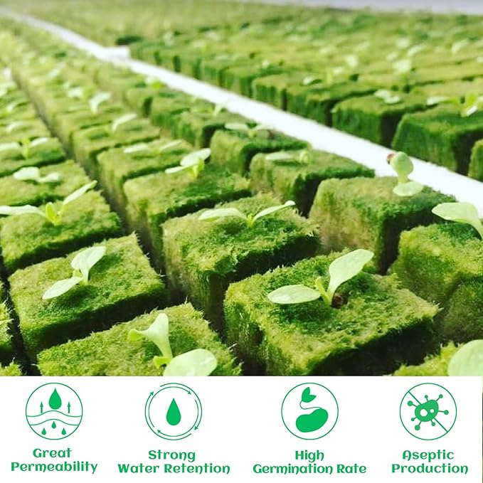 Legigo 1.2 Inch Rockwool Cubes Seed Starter Plugs for Hydroponics, RockWool Planting Grow Cubes for Hydroponic Tower Garden Soilless Cultivation Plants Germination Cutting Clone (6 Sheet, 216 Plugs)