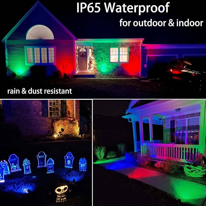 Yard Spot Light with Timer, RGBW Spotlights Colored Warm White Spot Lights Outdoor Landscape Lights IP65 Waterproof Uplights with Spiked Stand for Garden Lawn Pathway (1 Light)