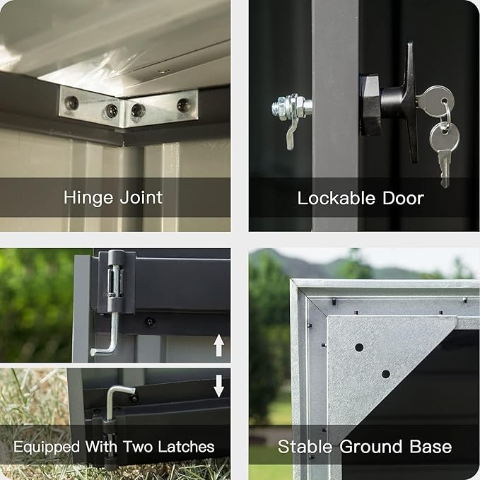 Domi Outdoor Storage Shed 5' x 3’, Metal Garden Shed with Galvanized Steel Frame for Bike, Tools, Lawn Mowers, Pool Toys, Outdoor Storage Cabinet with Lockable Door for Garden Lawn Patio (Dark Grey)