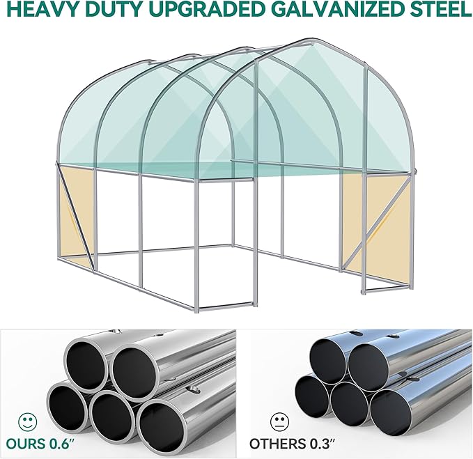 YITAHOME 10x6.5x6.5ft Greenhouses Large Walk-in Green House Heavy Duty Tunnel Green Houses Outdoor Portable Plant Gardening Upgraded Galvanized Steel Frame Zipper Doors 5 Crossbars Garden