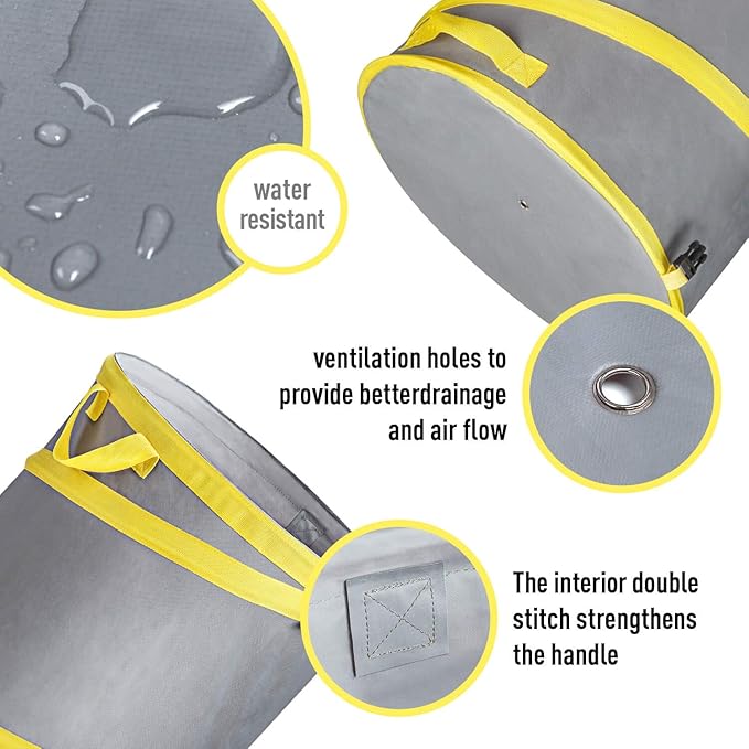 Jardineer Collapsible Trash Can for Camping Parties, Reusable Yard Waste Bags, Pop Up Garden Bag with a Drainage Hole(30 Gallon)