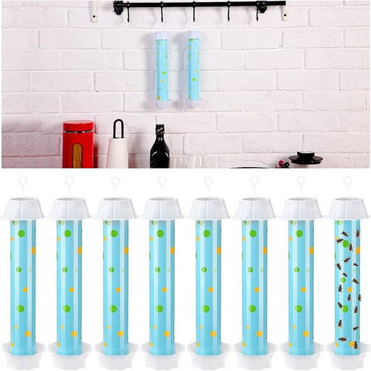 Qualirey 8 Pcs Sticky Fly Trap Fly Stick with Hanging Hook Adhesive Flying Catcher for Indoor Outdoor Trap Houseflies and Flying Insects Mosquito Bee Wasp Moth (Classic Style)