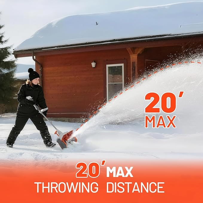 Litheli Electric Snow Shovel Cordless 2x20V, Brushless Lightweight Battery Powered Snow Blower with 4.0Ah Battery, Easy Snow Removal Tool for Driveways, Sidewalks, Patios and Decks