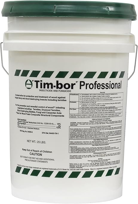 Nisus Tim-BOR Professional Insecticidal Dust, Water-Soluble Borate Powder, Wood Preservative and Fungicide for Termites, Carpenter Ants, Wood Decay, 25 lbs
