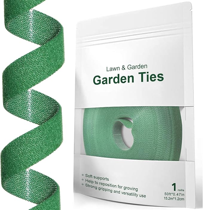 LE TAUCI Plant Ties, Garden Tape for Plant, Reusable Adjustable Thicker Support for Growing, Strong Grip, Tomato Vines Indoor Outdoor, 50 ft x 0.47 Inch, 1 roll, Green