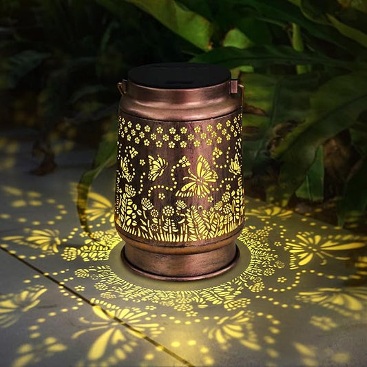 Solar Lanterns Outdoor Waterproof Butterfly Garden Decor Gifts for Women Mom Grandma Hanging Lights Metal Decoration Outside for Yard, Patio, Backyard, Porch,for Garden/Yard/Home Decor