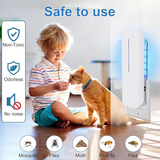 Fruit Fly Traps for Indoors Plug-in Gnat Traps for House Indoor Gnat Killer Indoor Fly Trap with UV Light Flying Insect Trap with 10 Sticky Glue Bug Catcher for Home Office