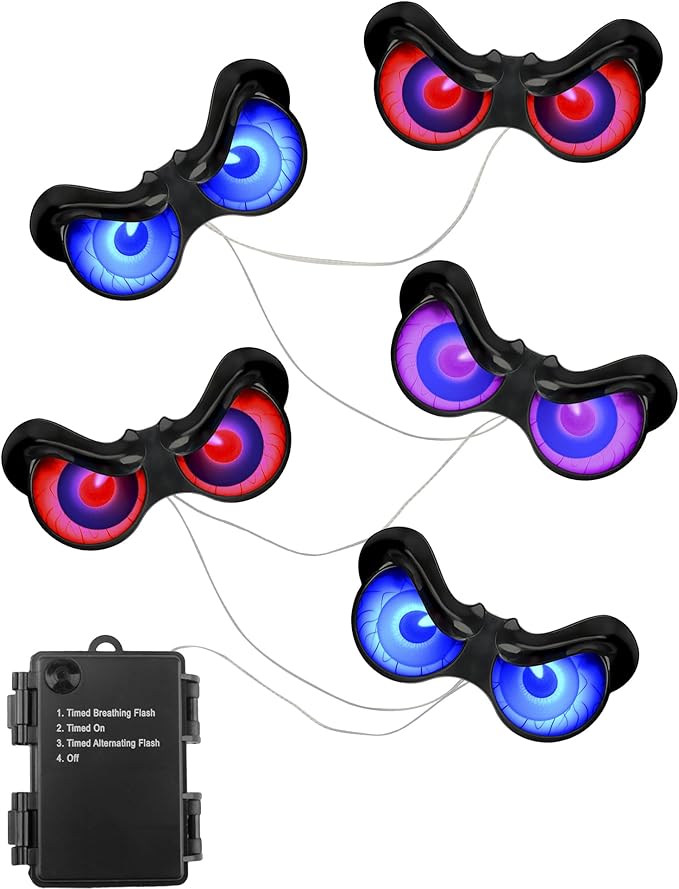 Halloween Decorations, 5 Pack Glowing & Flashing LED Eye Lights for Indoor/Outdoor Use, Bush, Yard, Window, Party