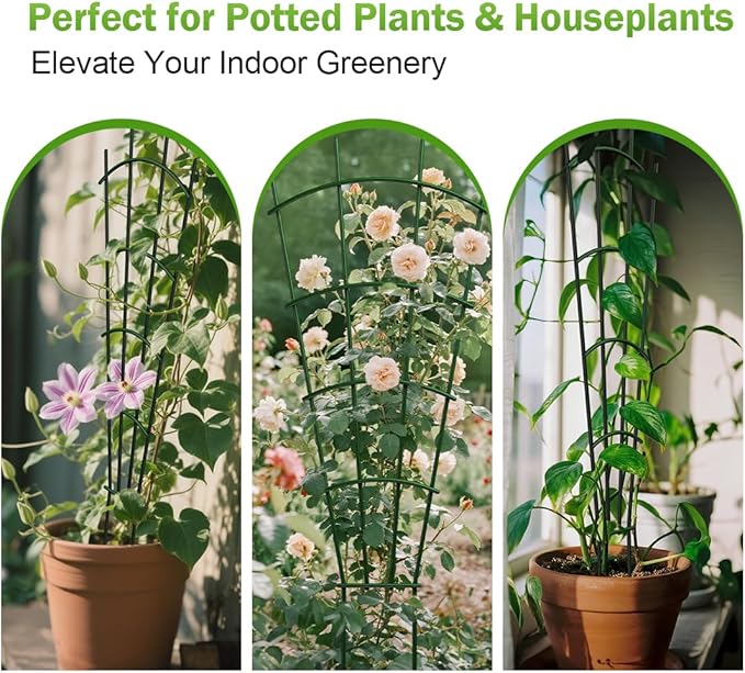 6-Pack Metal Trellis for Potted Plants, 32" Heavy Duty Garden Trellis for Climbing Plants, Rustproof Powder Coated Indoor/Outdoor Trellis for Climbing Vines, Flowers, Houseplants