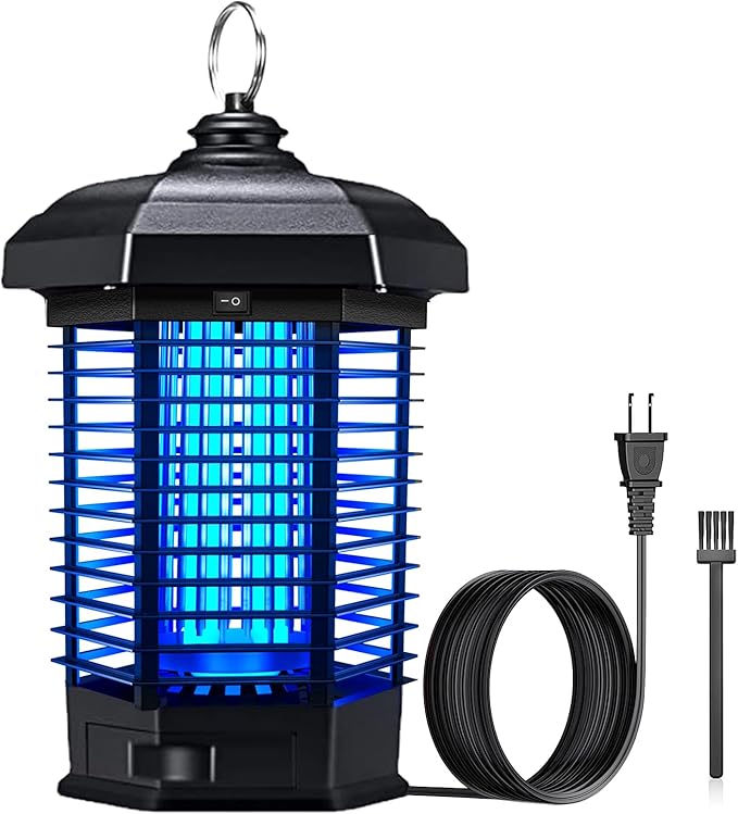 Bug Zapper for Outdoor,Mosquito Zapper, Waterproof Electric Mosquito Zappers, Insect Killer lamp, Electronic Fly Zapper for Backyard, Patio,Garden,Sport Fields Home（4200v,10ft Cord）