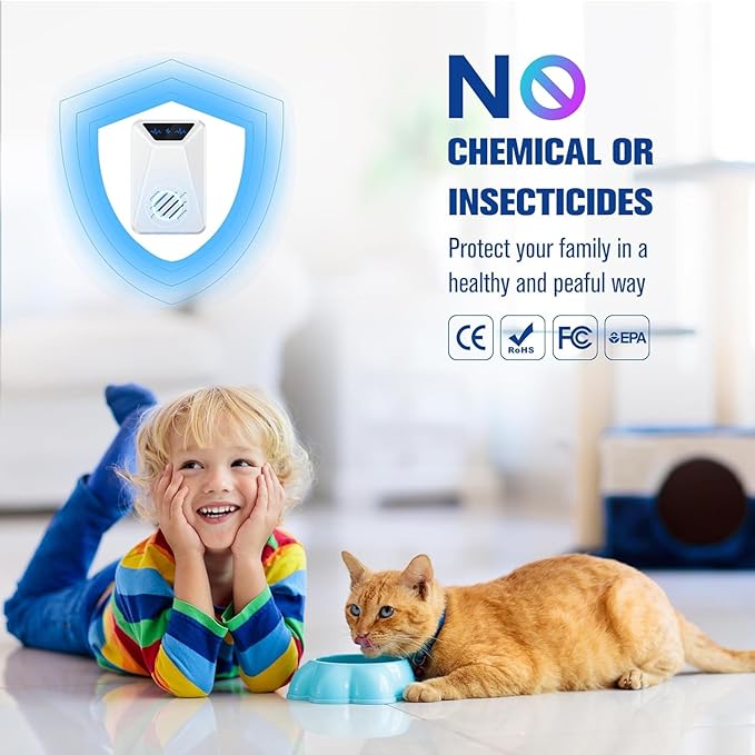 6 Packs Ultrasonic Pest Control Repeller, Electronic Pest Repellent Plug in Indoor for Insect Roaches Spider Ant Bug Mosquito Mouse Repellent for House Kitchen Garage Warehouse