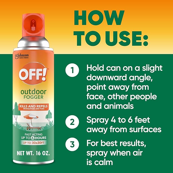 OFF! Outdoor Insect & Mosquito Repellent Fogger, Backyard Pretreat, Kills & Repels Insects in an up to 900 sq, ft, Area, 16 oz (Pack of 4)
