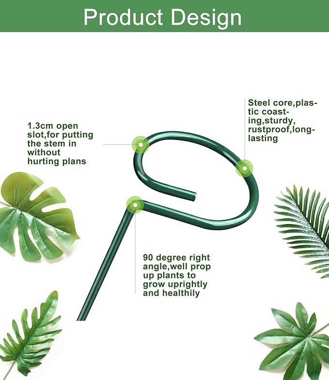 Plant Stake Support - 12 Pack, Garden Single Stem Support Stake Plant Cage Support Rings, Plant Support Stakes for Indoor Plants，for Flowers Phalaenopsis Rose (15.74 inch)