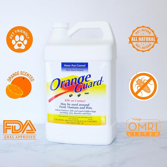 Home Pest Control with D-Limonene | All-Natural Food Grade Orange Peel Oil for Bugs, Ants, Roaches, Fleas, Palmettos and Silverfish - 1 Gallon
