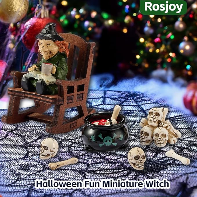 Halloween Decor Miniature Witch Desk Figurine,Gothic Horror Resin Witch,for Bookshelf Decor,Desk Trinkets,Collectible,Party Gifts