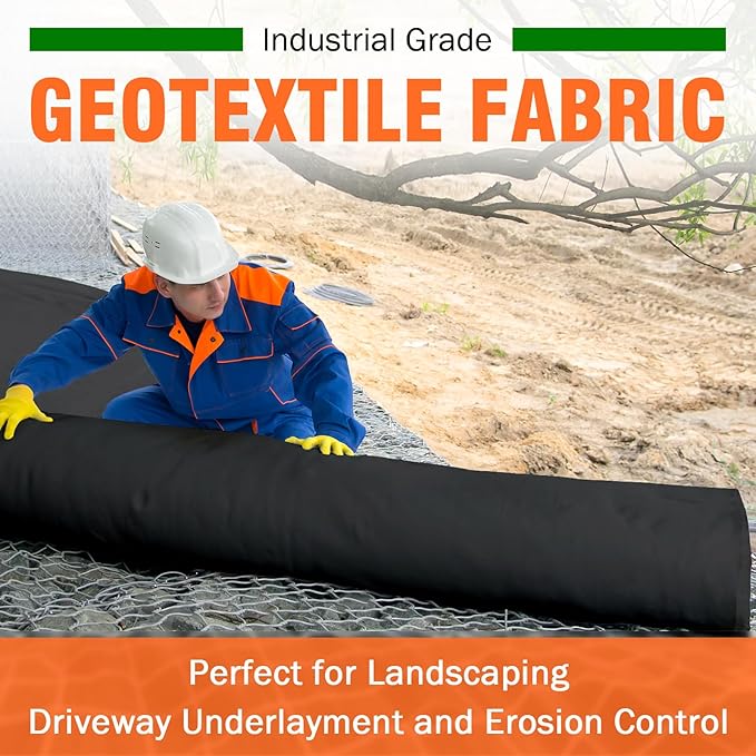 8oz 6FTx110FT Non Woven Geotextile Fabric for French Drains, Landscaping, Underlayment, Weed Control, Construction, Erosion Control