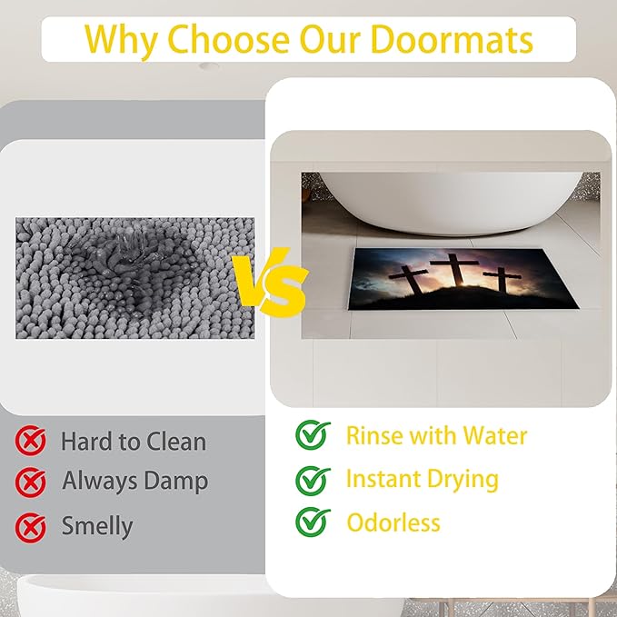 Door Mat,Gothic Welcome Mat Indoor,Easter Non-Slip Outdoor Entry Mat for Home Entryway, Low Profile Floor Rugs for Entry Patio, Porch, Hallways 30 x 17 Inch