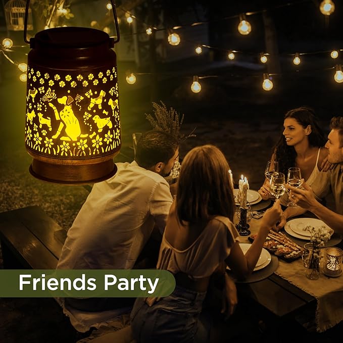 Dog Lovers Gift,Solar Lanterns Outdoor, Hanging Solar Lights Outdoor Waterproof with Stake, Dog Gifts for Women/Mom/Grandma/Father, Garden Deco,Christmas, Thanksgiving, Mother's Day,Holiday Gifts