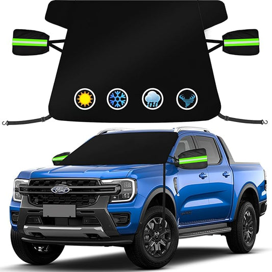 Car Windshield Cover for Ice and Snow, 600D Oxford Fabric Windshield Snow Cover Heavy Duty, Magnetic Car Anti-Snow Cover, Winter Frost Hail Protector for Most Sedan Truck SUV Van MPV (70 x 50 Inch)