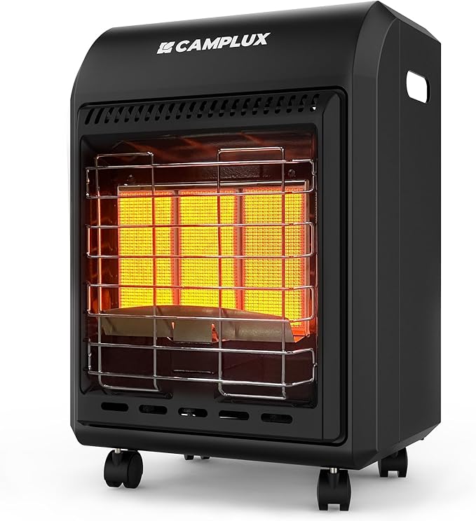 CAMPLUX Propane Heater Indoor and Outdoor, 6000 to 18000 BTU 3 Modes Propane Cabinet Heater with ODS & Tip-over Protection, Garage Radiator with Gas Regulator & Hose Heat up to 450 Sq.Ft