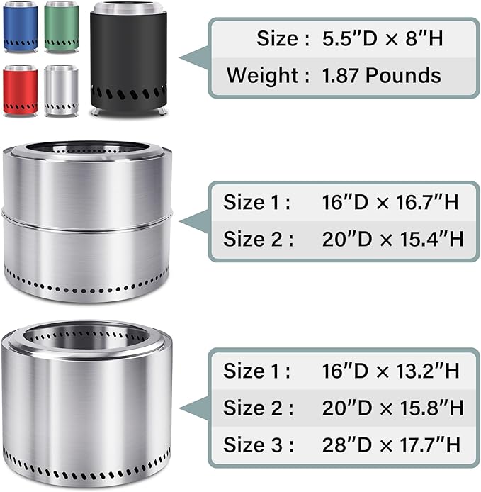 HGD Small Tabletop Fire Pit, Smokeless Table Top Firepit Outdoor, Portable Mini Stove with Carry Bag for Camping Backyard Patio Garden Picnic, Fueled by Pellets or Wood, Stainless Steel, Black