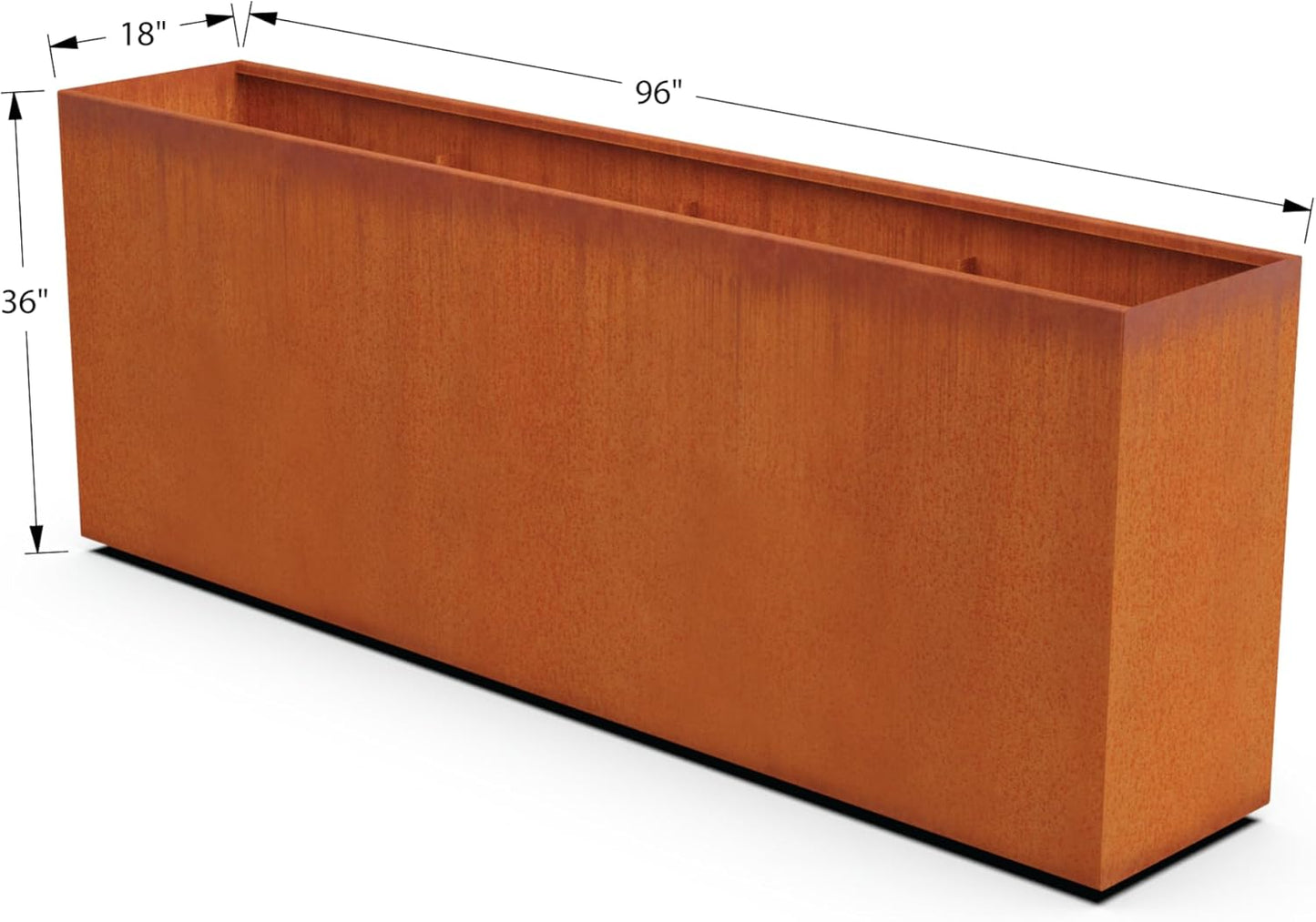 Large Rectangular Planters for Outdoor Plants - 96x18x36 Corten Steel Planters for Privacy Screen | Extra Large Outdoor Planter Box, Modern Metal Planter Rectangle, Fully Assembled