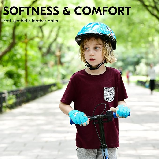 Vgo... 1-Pair Age 3-4 Kids Gardening Gloves,Children Yard Work Gloves,Soft Safety Outdoor Playing Gloves (Size XS,Blue Rabbit, KID-SL7362)