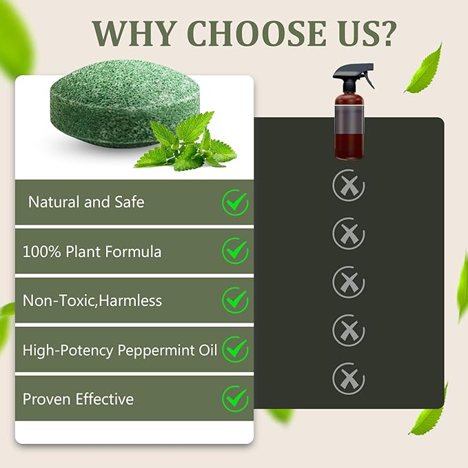 Mouse Repellent, 12 Pack Peppermint Oil Mouse Repellent for Car Engines, Indoor & Outdoor Use, Keep Mice Out of House and Garage, Safe for Pets and Family.