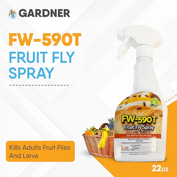 Gardner - Fruit Fly Spray for Gnats, Bugs, Fleas, Ticks, Mites, Wasps - Pet Friendly All Natural Bug Spray for Home - Gnat Killer for Indoor Plants - Stain Free Flying Insect Spray