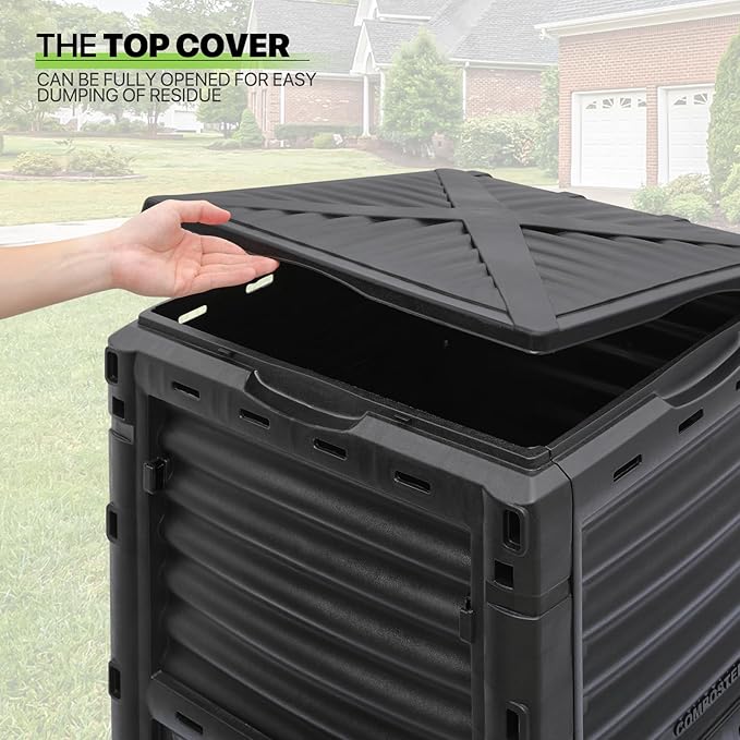 Magshion 80 Gal Garden Composer Bin from BPA Free Material, Large Compost Bin All-Season Outdoor Compost Box Easy Assembling, Lightweight, Fast Creation of Fertile Soil