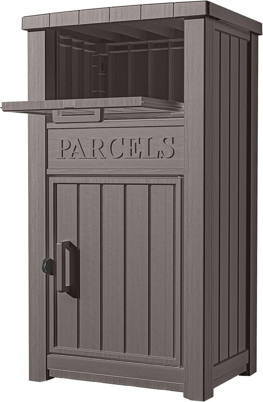 Outdoor Package Delivery Box for Outside -Lockable Anti-Theft Parcel Drop Box Deck Box & Porch Storage Box, Package Drop Box for Outside Deliveries, Curbside Outdoor Storage Box Grey