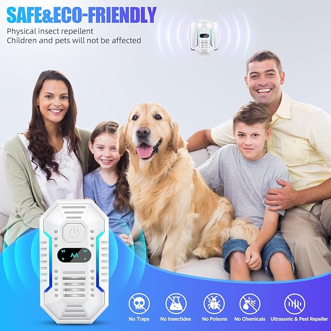 2025 Upgraded Ultrasonic Pest Repellent Indoor Insect Repeller,Pest Control,Repellent Roach,Mouse,Spider,Bugs,Mosquito,Mice,Ant, 6 Packs Rodent Repellent Ultrasonic Plug in,Family and Pets Friendly