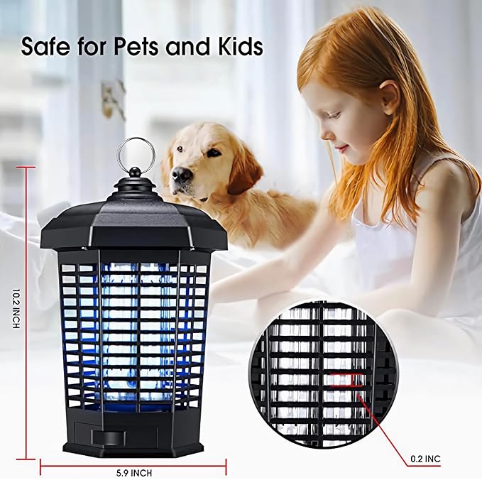 Bug Zapper Outdoor, Mosquitos Zapper, Flying Insects for Indoors 4200V Electric Mosquito Traps 15w Insect Control, Fly Zapper, Insect Trap for Yard, Electric Mosquito Killer for Home