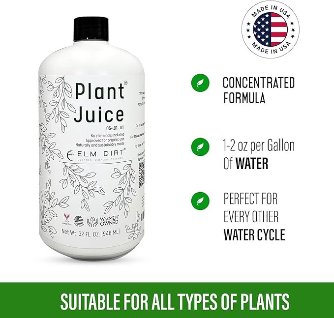 Elm Dirt Plant Juice Organic Fertilizer for All Plants - Indoor or Outdoor (32 oz Bottle)