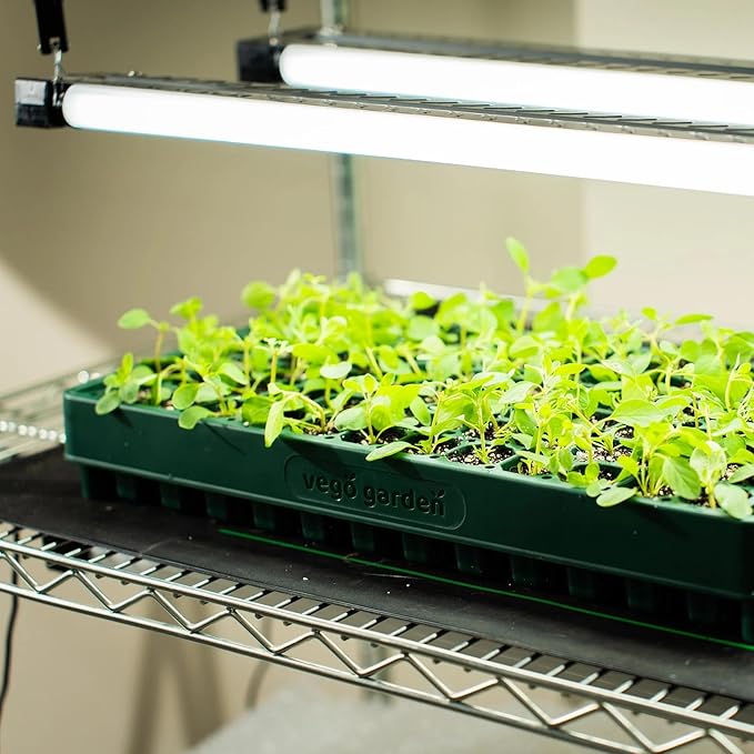 Vego garden 10" x 20" 76 Cells Seed Starter Tray Stackable Seedling Starting Germination Trays for Plants Planting Vegetables Herbs Flowers