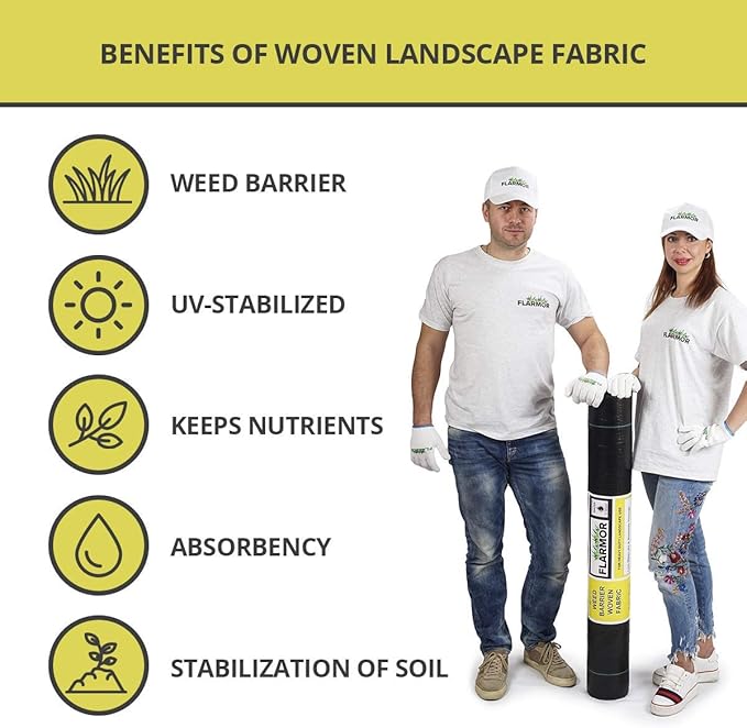 Landscape Fabric Heavy Duty 3Ft x 300Ft 3.2oz Black - Woven Weed Barrier Landscape Fabric - Weed Block - Garden Fabric Roll - Commercial Weed Control Fabric - Weed Barrier Cloth
