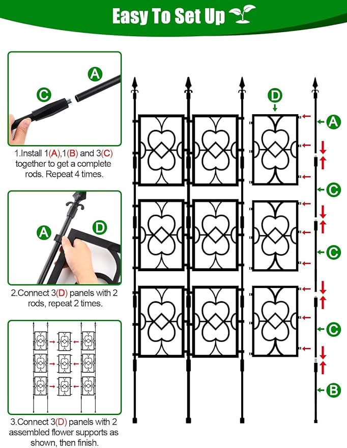 80" Garden Trellis for Climbing Plants, Kalolary Screen Plant Trellis Frame for Potted Plants Rustproof Plant Support Thicken Cucumber Trellis Grow Support for Vines Flowers Vegetable Indoor Outdoor