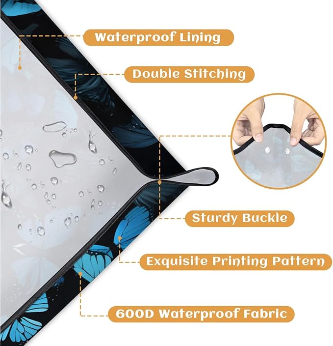 Butterfly Blue Foldable Garden Hand Transplanting Succulent Tools,Waterproof Thickened Repotting Mat Plant Tag, Miniature Planting Indoor Fairy Care,Potting,Cactus,Houseplant Bonsai Tool Kit Gift