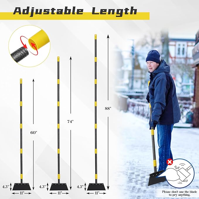 Multifunctional Flat Shovel, 88" Long Handle Manual Weeder, Heavy Duty Metal Floor Scraper Ice Chopper Snow Shovel Spade Garden Tool for Digging, Weeding,Scraping, Ice Remove, Lawn Edging
