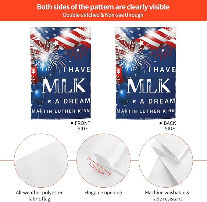 Mlk I Have A Dream Martin Luther King Garden Flag Welcome Party Outdoor Outside Decorations Picks Home House Garden Yard Decor 12x18 Inch